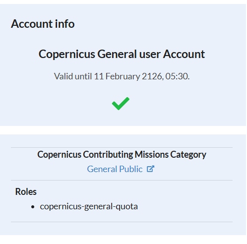 ESA Copernicus General User Account — Valid until 2126
